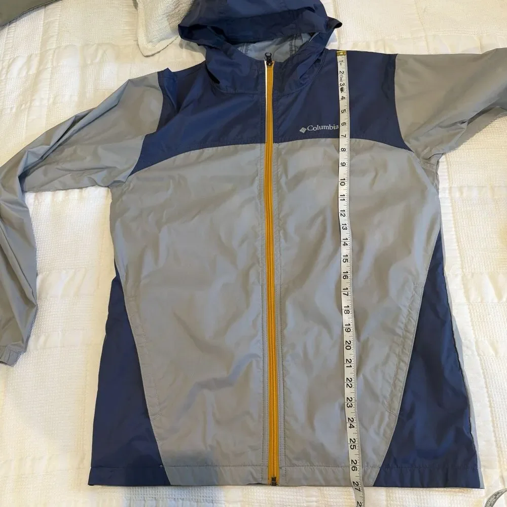Columbia Youth Glennaker Rain Jacket Boys XL 18/20 Gray Blue Windbreaker Hooded